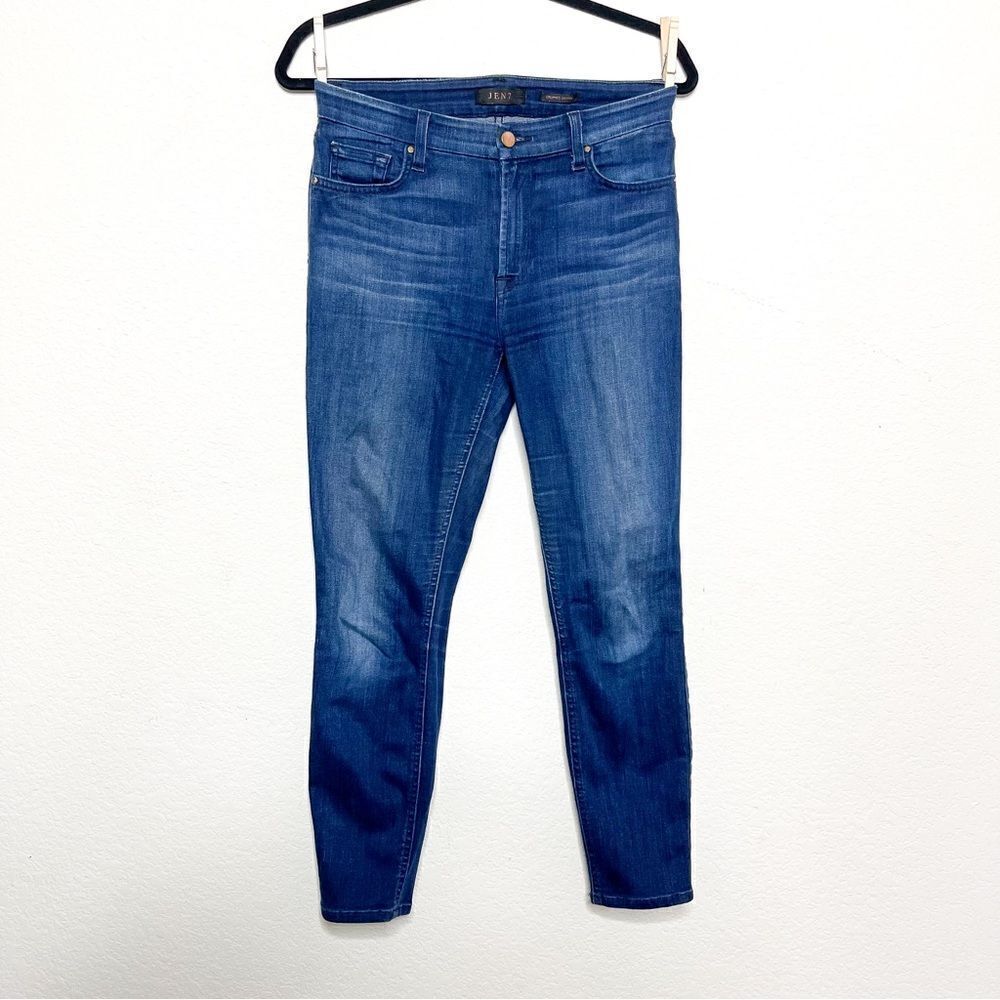 🍋 JEN7 • Women’s Cropped Skinny Jeans Mid Wash Denim Stretch Size 4